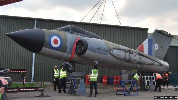 Gloster Javelin being unloaded from a lorry