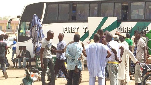 A coach at the bus station in Sabon Gari in Kano, Nigeria