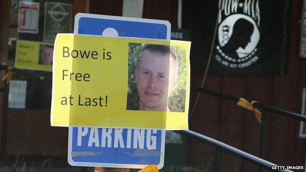 Sign celebrating Sgt Bergdahl's release