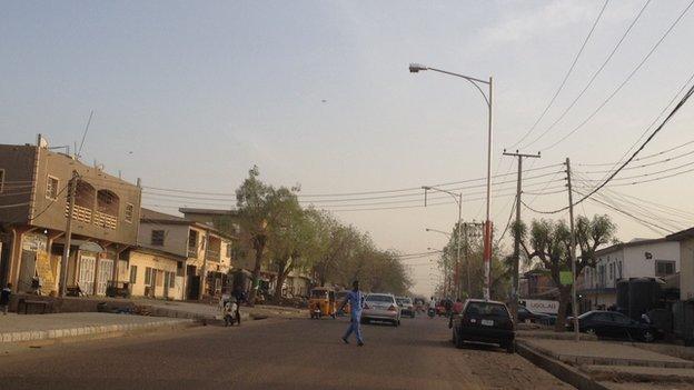 A road in Sabon Gari in Kano, Nigeria