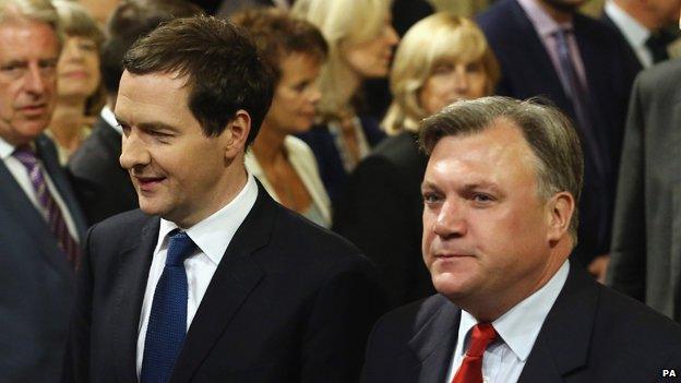 George Osborne and Ed Balls at the Queen's Speech 2014