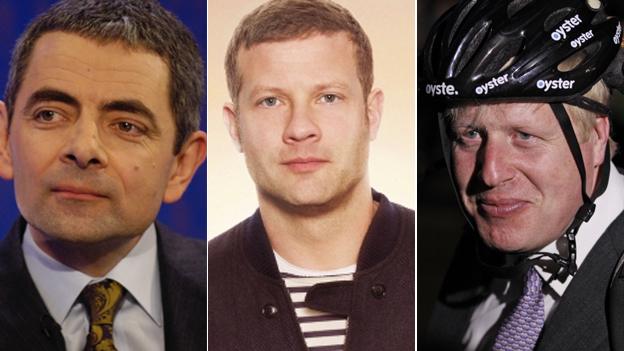 Rowan Atkinson, Dermot O'Leary and Boris Johnson