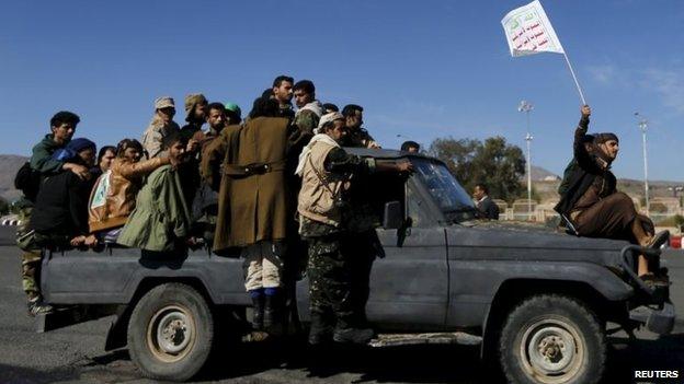 Houthi fighters in Sanaa (25 March 2015)