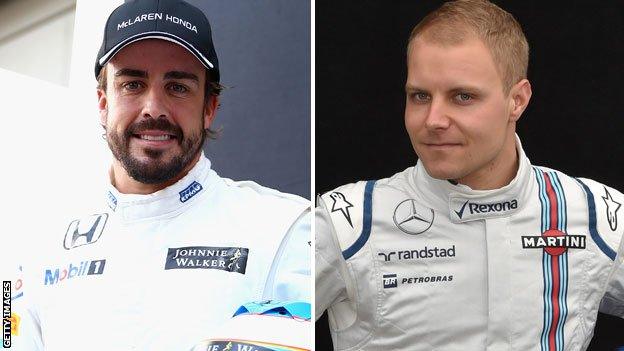 Fernando Alonso and Valtteri Bottas