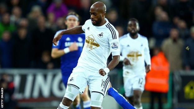 Middlesbrough's on loan Swansea City full-back Dwight Tiendalli