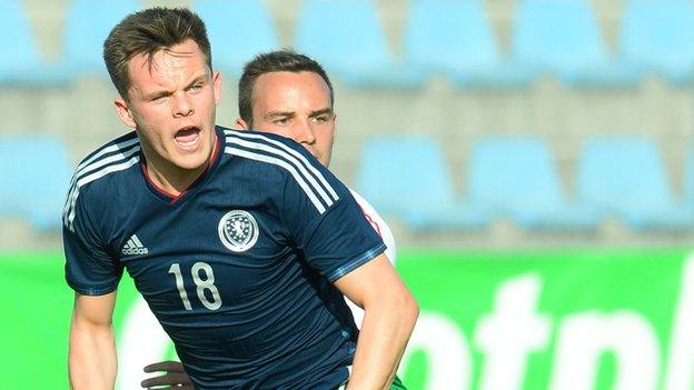 Aberdeen striker Lawrence Shankland made his Scotland U21 debut