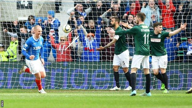 Rangers' Kenny Miller (left) and Lee Wallace both scored in 2-0 win over Hibs