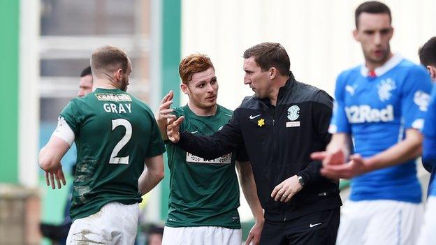 Alan Stubbs (centre right) with Fraser Fyvie