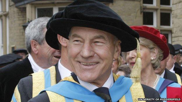 Sir Patrick Stewart in graduation robe