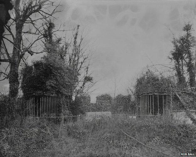 Remains of menagerie enclosures and cages at Dreamland