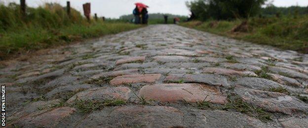 A section of the Paris-Roubaix course