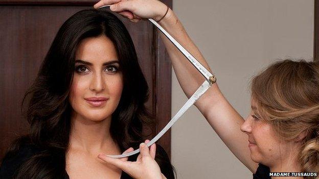 Katrina Kaif being measure for her wax statue