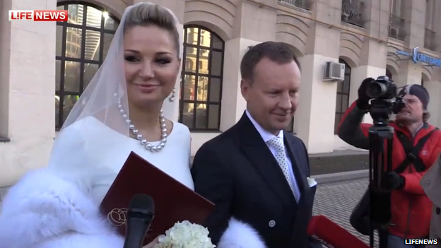 Maria Maksakova-Igenbergs and Denis Voronenkov after their wedding