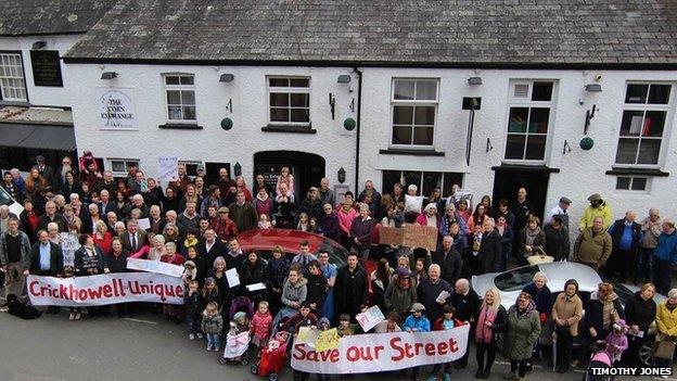 The Corn Exchange protest in Crickhowell