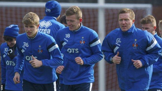 Kilmarnock interim manager Gary Locke and his players in training