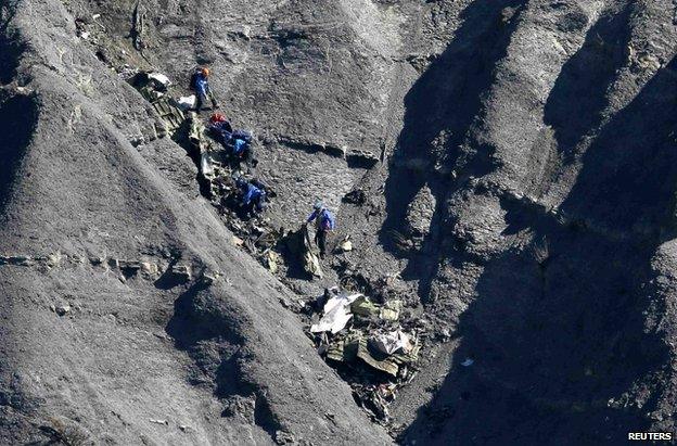 French police at the crash site, 27 March