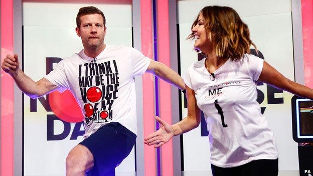 Dermot O'Leary with Caroline Flack