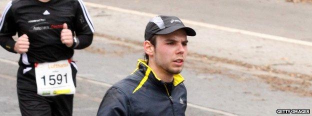 Andreas Lubitz runs a half-marathon in Frankfurt, 14 March 2010