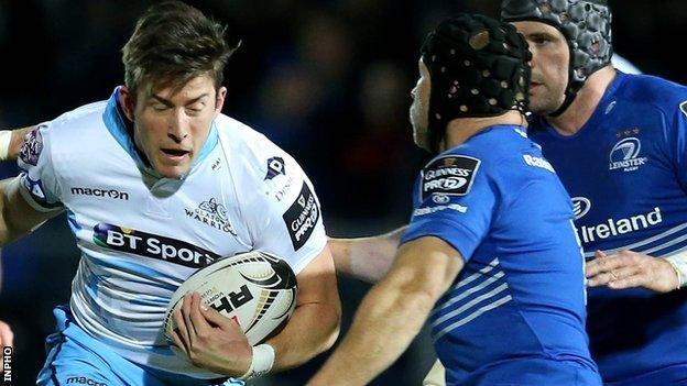 DTH van der Merwe of Glasgow Warriors on the attack against Leinster