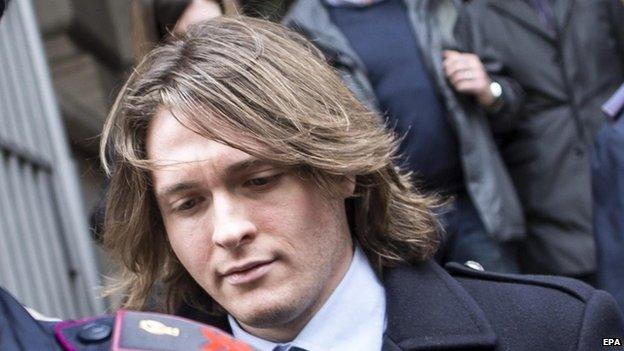 Raffaele Sollecito leaves Italy's highest court building in Rome, Italy, 27 March 2015