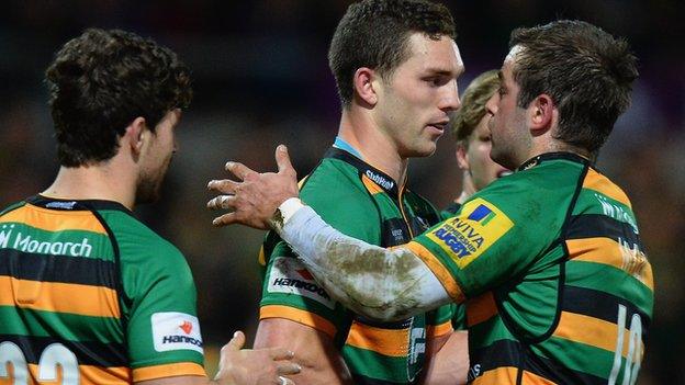 George North and Northampton players celebrate