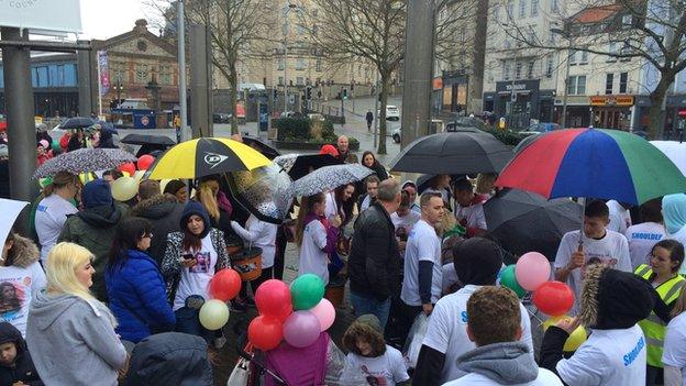 The crowd assembled on The Centre