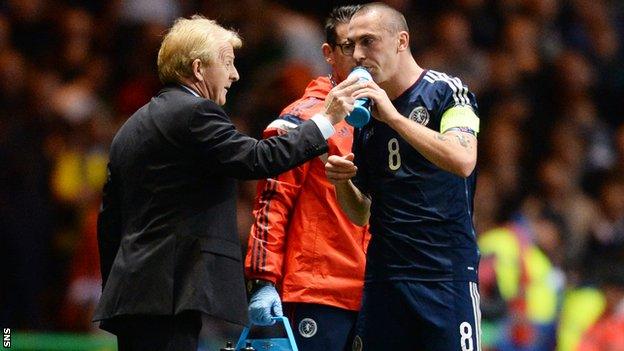 Scotland coach Gordon Strachan and captain Scott Brown