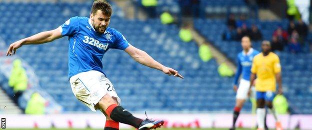 Darren McGregor scores for Rangers against Cowdenbeath