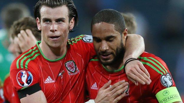 Gareth Bale and Ashley Williams of Wales