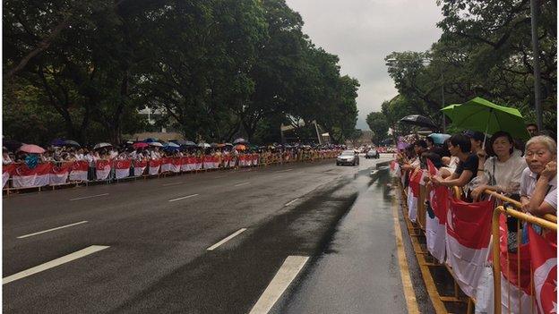 Crowds along the route in Singapore