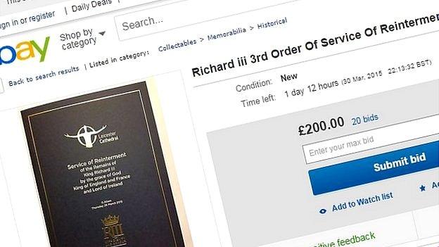 Plea over Richard III Order of Service eBay sales - BBC News