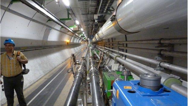 The beam tunnel at the Large Hadron Collider