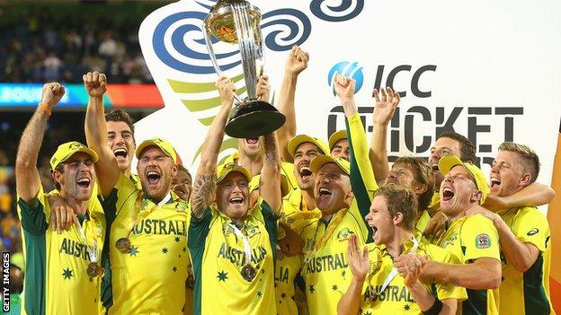 Australia with the World Cup trophy