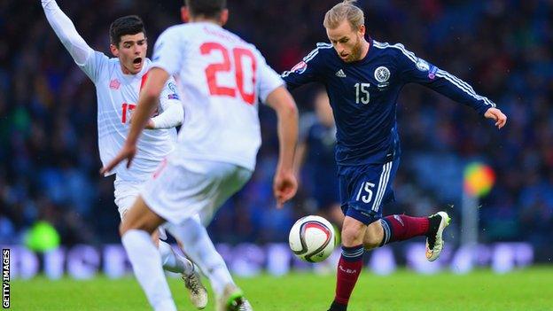 Barry Bannan in action during Scotland's 6-1 win over Gibraltar