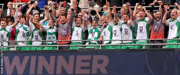 North Ferriby celebrate after lifting the FA Trophy