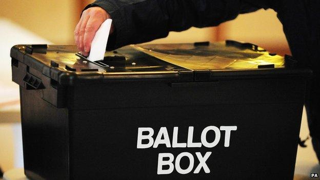 A voter puts their ballot paper into a ballot box