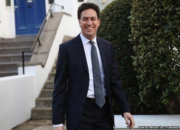 Leader of the Labour party Ed Miliband leaves his home