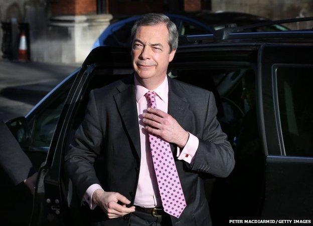 United Kingdom Independence Party leader Nigel Farage arrives in Westminster