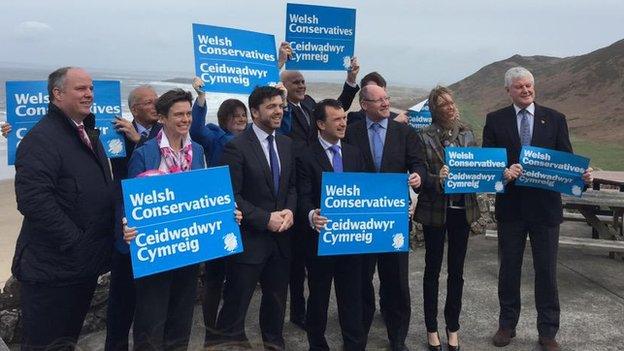 Welsh Conservatives gather at Rhossili, Gower, for their campaign launch