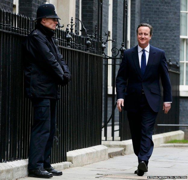 Britain's Prime Minister David Cameron leaves Number 10 Downing Street