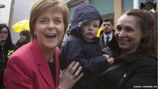 SNP leader Nicola Sturgeon on the General Election campaign trail in Glasgow Fort Shopping Park