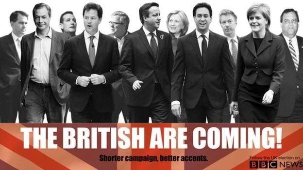 UK and US politicians in Trainspotting style poster for election coverage blog