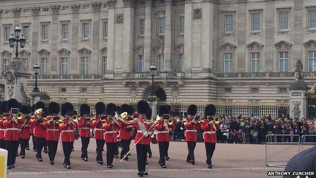 Marching band outside Buckingham Palace