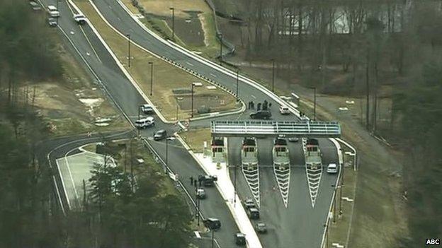 Aerial footage of the scene