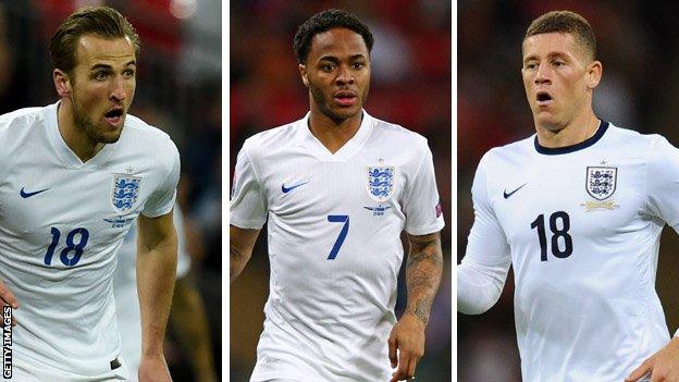 Harry Kane, Raheem Sterling and Ross Barkley