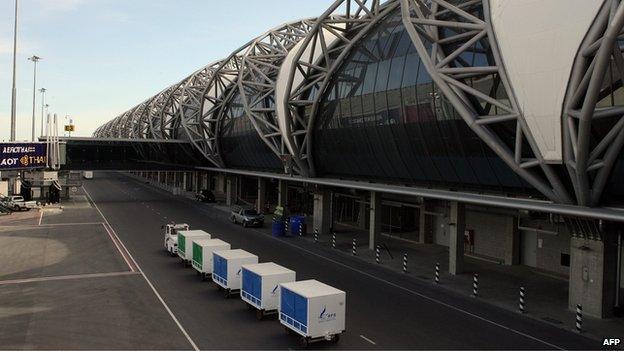 A baggage car at Thailand's international Suvarnabhumi airport