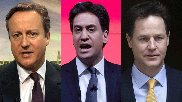 David Cameron, Ed Miliband and Nick Clegg