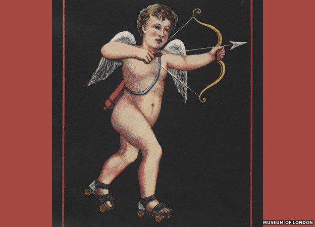 Victorian image of cupid on skates