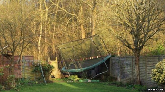 Trampoline blown over in Berkshire