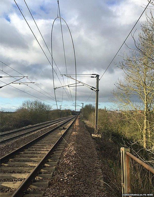 Damage to overhead wires between Diss and Stowmarket